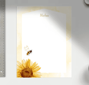 Sunflower Bumble Bee Notepad 4.25 x 5.5