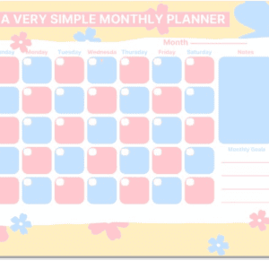 A Very Simple Monthly 50 Sheet Desk Planner 8.5 x 11 in