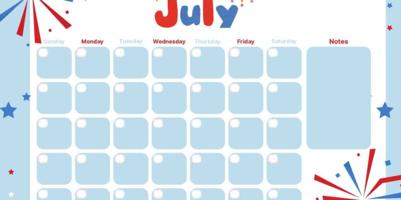 Free July Calendar